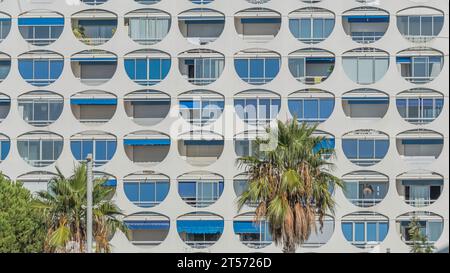 La Grande Motte, France - September 30, 2023 : Futuristic buildings in the town of La Grande Motte, in the south of France, near the Camargue and Mont Stock Photo