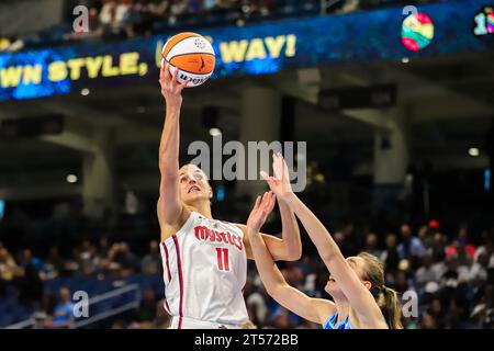 WNBA Champion, six-time All-Star Elena Delle Donne #11 for the Washington Mystics, going up for layup in Chicago on June 22, 2023. Stock Photo