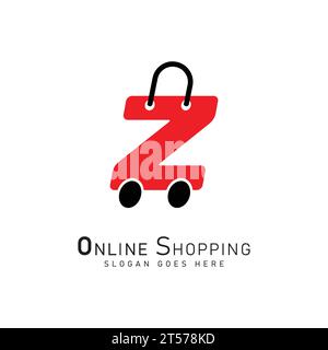 Letter Z for Shopping Logo template, ecommerce icon. Alphabet Z bag design concept vector logo Stock Vector
