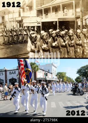 US Navy Sailors from Naval Air Station Key West march in the Flagler Centennial Parade.jpg Stock Photo