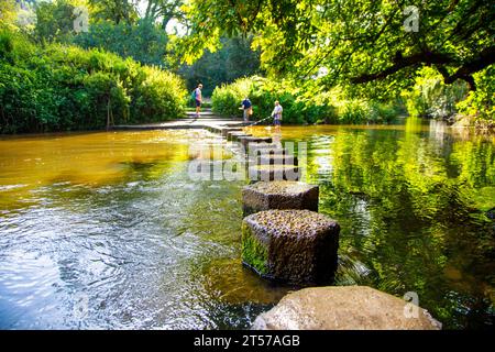 Box Hill Stepping Stones over the River Mole, North Downs, Surrey, England Stock Photo