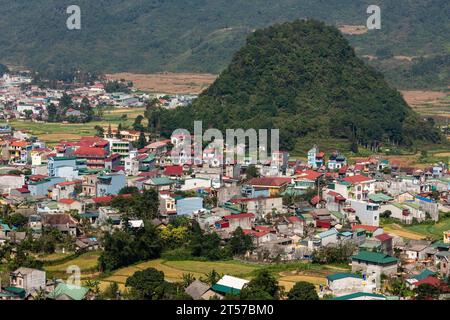 The City of Tam Son at the Ha Giang Loop in Vietnam Stock Photo