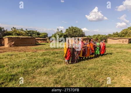 MASAI MARA, KENYA - FEBRUARY 20, 2020: Masai women in their village, Kenya Stock Photo