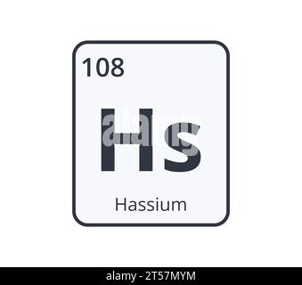 Hassium Chemical Symbol.  Stock Vector