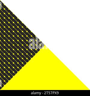 Large white triangle touches its base with two adjacent triangles of black and yellow colors. Black triangle shaded with slanted lines with dots at 45 Stock Vector