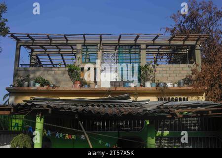 November 2, 2023, Coyuca de Bénitez, Guerrero, Mexico: Homes in the community of Aguas Blancas are left roofless due to the passage of Hurricane Otis classified as category 5. (Credit Image: © Luis E Salgado/ZUMA Press Wire) EDITORIAL USAGE ONLY! Not for Commercial USAGE! Stock Photo