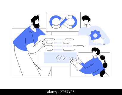 DevSecOps workflow isolated cartoon vector illustrations. Stock Vector