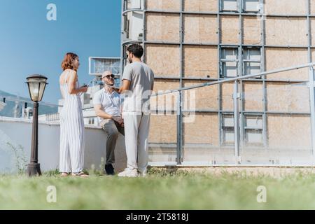 Successful Urban Project: Architects Collaborating on Building Construction Stock Photo