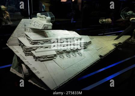 Original Imperial-class Star Destroyer model used in Star Wars - The Empire Strikes Back Stock Photo