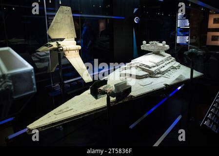 Original Imperial-class Star Destroyer model used in Star Wars - The Empire Strikes Back Stock Photo