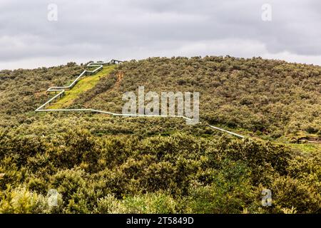 Pipelines of Olkaria Geothermal Power Station in the Hell's Gate National Park, Kenya Stock Photo