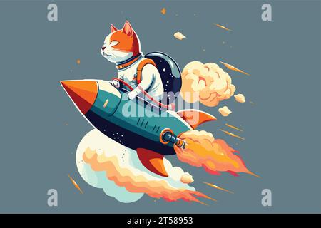 Cat riding a rocket Royalty Free Vector Image Stock Vector