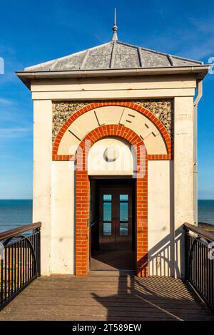 Entrance to the public lift from the clifftop to the beach at Viking Bay in Broadstairs, Thanet, Kent, England, UK which was constructed in 2000. Stock Photo