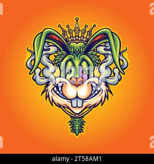 Bunny king wonderland fantasy vector illustrations for your work logo, merchandise t-shirt, stickers and label designs, poster, greeting cards adverti Stock Vector