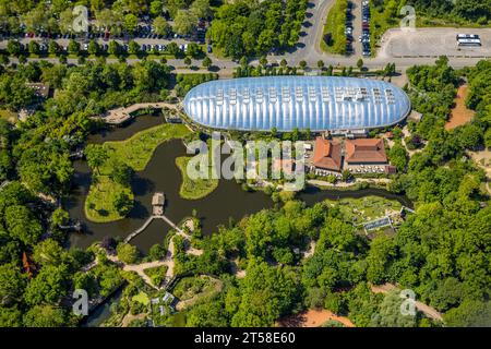 Aerial view, ZOOM Erlebniswelt Zoo, event hall, Bismarck, Gelsenkirchen, Ruhr area, North Rhine-Westphalia, Germany, DE, Europe, Aerial photo, Aerial Stock Photo