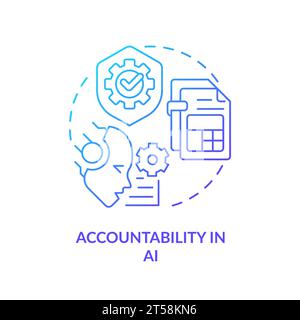 Thin line gradient icon accountability in AI concept Stock Vector
