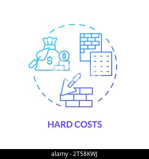 2D thin line gradient icon hard costs concept Stock Vector