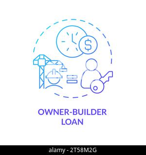 2D thin line gradient icon owner builder loan concept Stock Vector