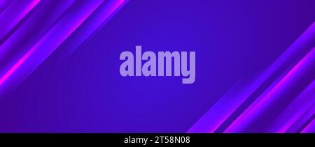 Glowing diagonal lines background. Purple pink neon gradient stripes wallpaper. Abstract motion effect light trails backdrop for banner, poster, presentation, cover, booklet, brochure, flyer. Vector Stock Vector