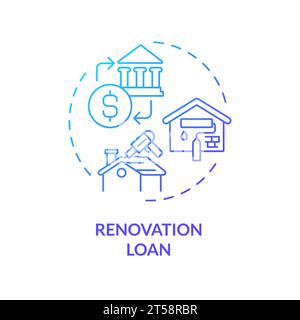 2D thin line gradient icon renovation loan concept Stock Vector