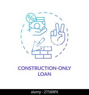 2D thin line gradient icon construction only loan concept Stock Vector