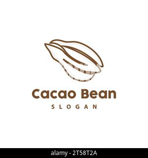 Vintage Cacao Logo, Cocoa Fruit Plant Logo, Chocolate Vector For Bakery, Abstract Line Art Chocolate Design Stock Vector