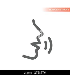 Human face talking or speaking vector icon. Voice recognition outline symbol. Stock Vector