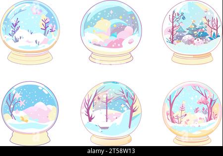 graphic illustrated Glass ball snow globe water sea ocean vector Stock Vector