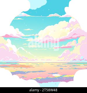 graphic illustrated Clouds sky space opening air clearing colorful fantasy backgrounds vector Stock Vector
