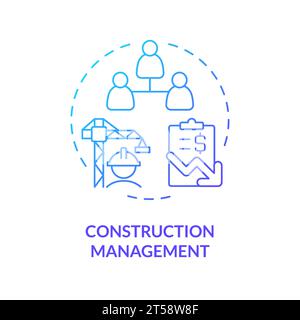 2D thin line gradient icon construction management concept Stock Vector