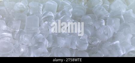 banner or ice blocks inside ice machine Stock Photo
