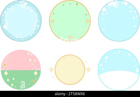graphic illustrated Christmas Snow Star Circle Border Frame Set Round Backgrounds vector Stock Vector