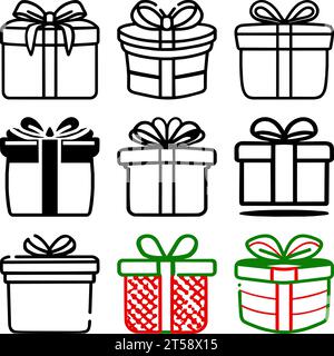 graphic illustrated Icon Set Present Christmas Birthday vector Stock Vector