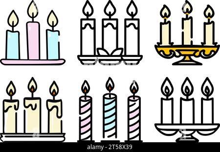 graphic illustrated Icon Set Candlestick Candle Lantern illustration vector Stock Vector
