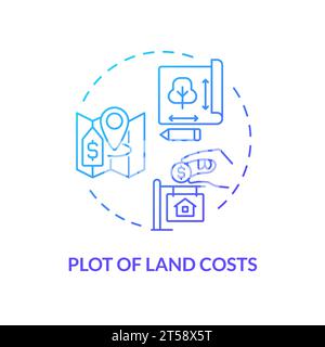 2D thin line gradient icon plot of land costs concept Stock Vector