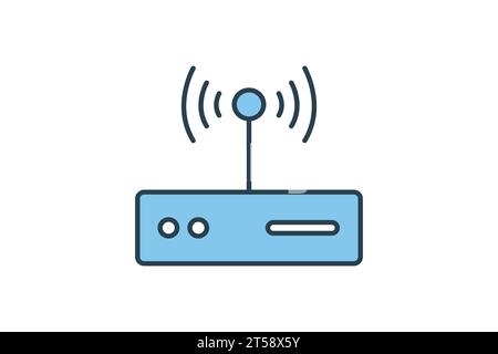 access point router icon. icon related to device, computer technology, network. flat line icon style. simple vector design editable Stock Vector