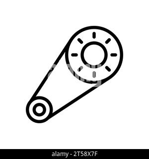 Belt And Two Pulleys outline vector icon Stock Vector