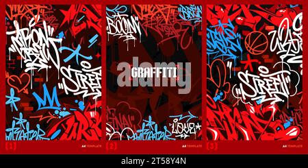 Abstract Dark Graffiti Style A4 Poster Vector Illustration Art Template Stock Vector