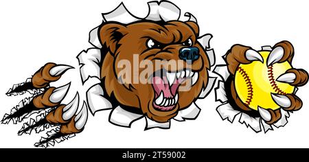 Bear Softball Animal Sports Team Mascot Stock Vector