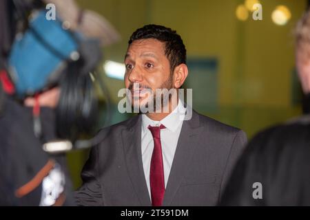 London, England, UK. 3rd Nov, 2023. Activist SAYED AHMED ALWADAEI, who was racially abused by Beckenham MP Bob Stewart, is seen making statement outside Westminster Magistrates' Court after the MP was found guilty by court, (Credit Image: © Tayfun Salci/ZUMA Press Wire) EDITORIAL USAGE ONLY! Not for Commercial USAGE! Stock Photo