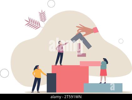 Work cooperation, partnership and teamwork for job task .Successful and productive strategy to reach goal with unity and working together. Stock Vector