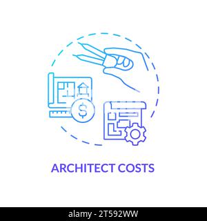 2D thin line gradient icon architect costs concept Stock Vector