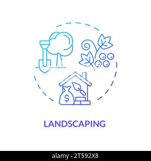2D thin line gradient icon landscaping concept Stock Vector