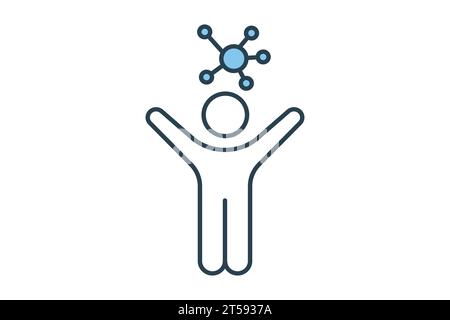 humanoid icon. people with network. icon related to affiliate intelligence, device, computer technology. flat line icon style. simple vector design ed Stock Vector