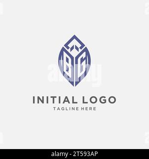 BG logo with leaf shape, clean and modern monogram initial logo design vector graphic Stock Vector