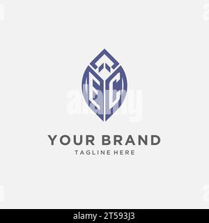 EC logo with leaf shape, clean and modern monogram initial logo design vector graphic Stock Vector