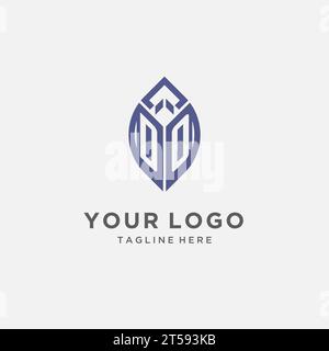 DO logo with leaf shape, clean and modern monogram initial logo design vector graphic Stock Vector