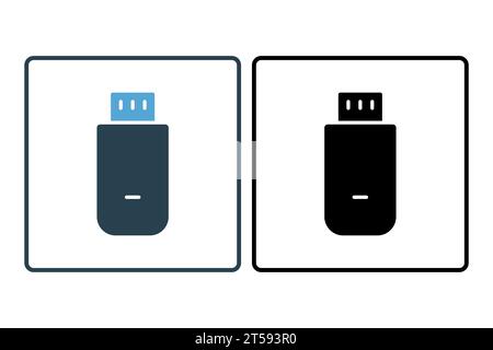 usb icon. icon related to device, computer technology. solid icon style. simple vector design editable Stock Vector