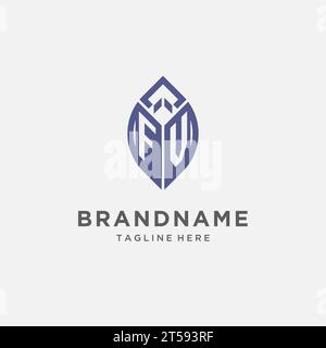 FV logo with leaf shape, clean and modern monogram initial logo design vector graphic Stock Vector