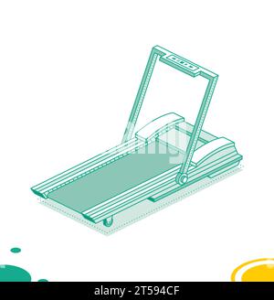 Isometric treadmill. Running simulator. Vector illustration. Outline object isolated on white background. Stock Vector